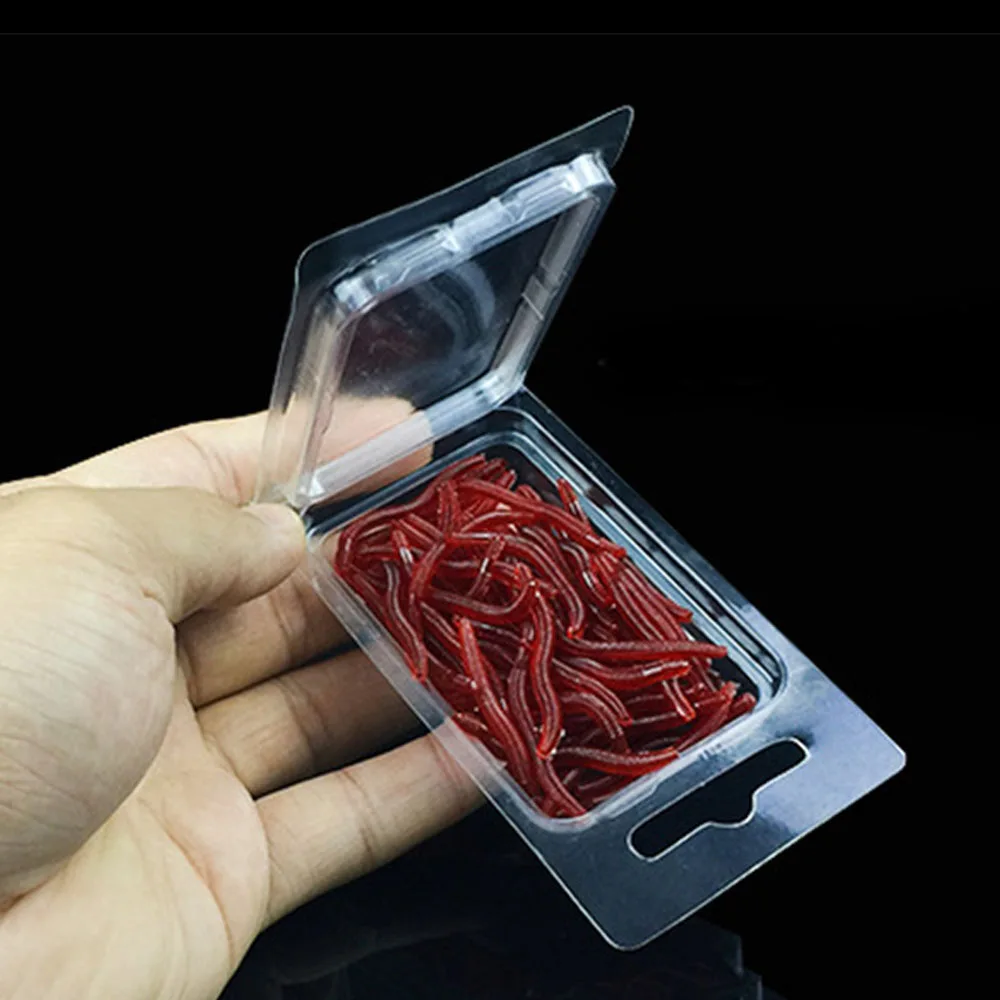 Cebo lombriz rojo realista silicona 35mm sabor camarón pesca - imagen 2