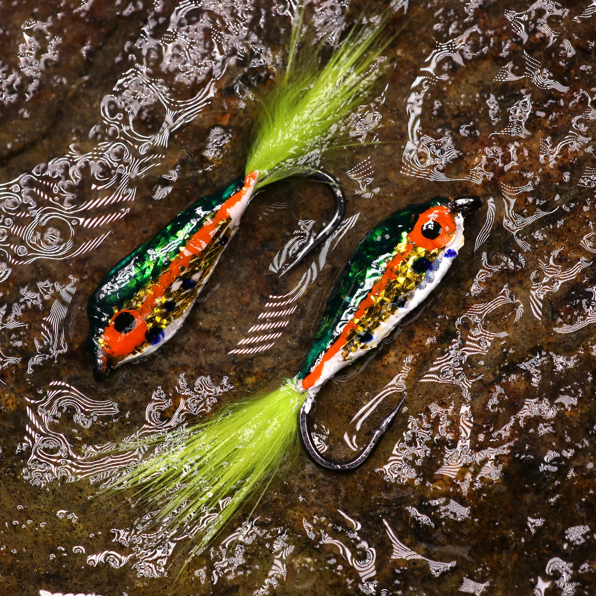Bimoo 4PCS # 4 # 10 Epoxy Minnow Streamer Fly 6 colores trucha pesca con mosca cuchara cebo señuelo - imagen 4