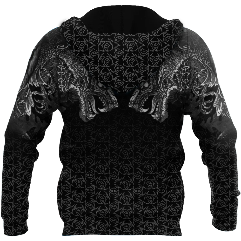 Fenrir Wolf Tattoo 3D completamente estampado Unisex Deluxe Sudadera con capucha ropa de calle jersey con cremallera chaqueta Casual chándal KJ0267 - imagen 2