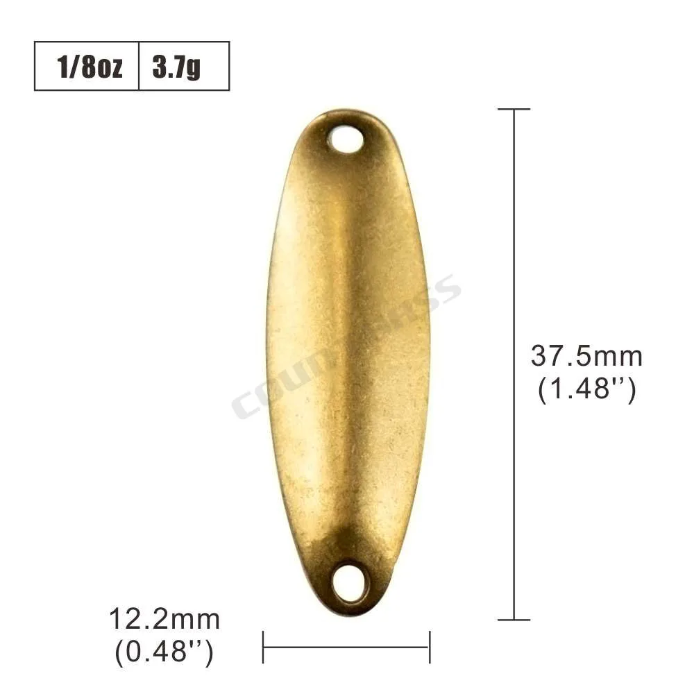 Countbass 50 Uds. Cucharas de pesca de salmón delgadas de latón en blanco tamaño 1/8oz 3,7g, cebos de señuelo para Lucio