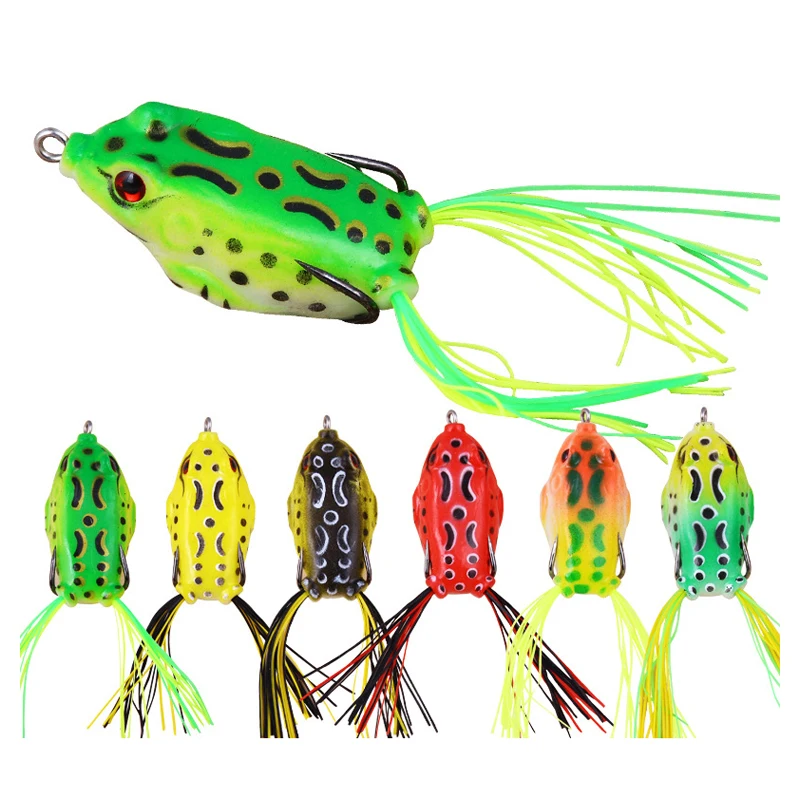 TopWater-señuelo de pesca de rana suave, cebo Artificial Wobblers de Lucio, 4,5/5,5/6cm, 6/10/12g, aparejos de pesca, Rana rayo con pluma - imagen 4