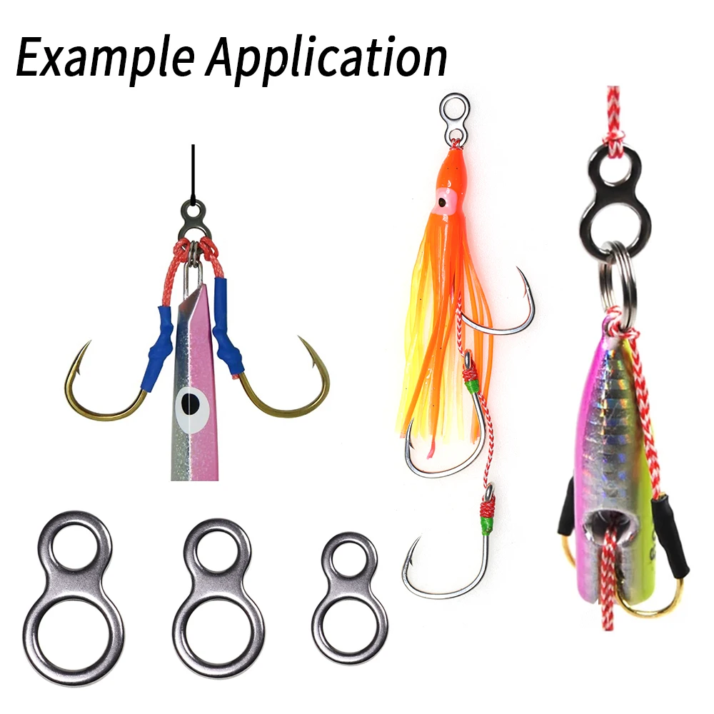 ICERIO-anillo de acero inoxidable en forma de 8 20 piezas, gancho de conexión, Conector de señuelo de plantilla para pesca en agua dulce y salada, L, M, S