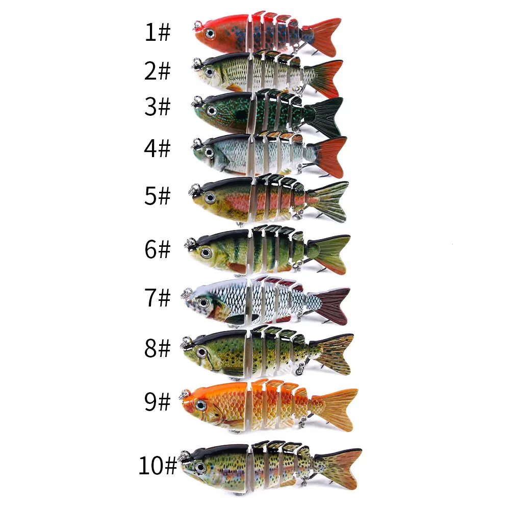 Señuelo de Pesca de 8cm, 13g, ojos 3D, señuelo duro de Pesca realista de 6 segmentos, Crankbait con 2 anzuelos, cebos de Pesca para lubina y Lucio - imagen 3