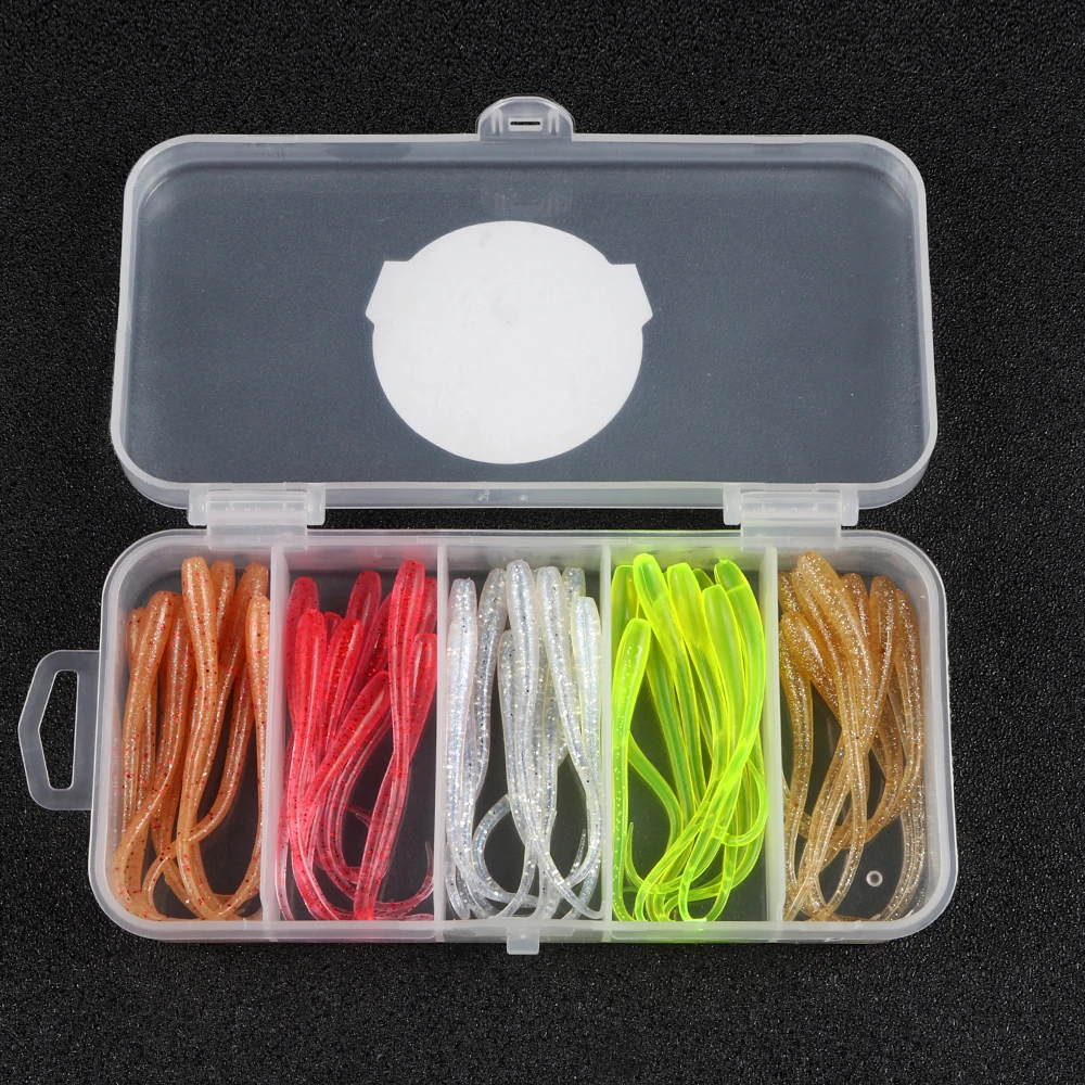 ATUENO-Juego de Señuelos de Pesca, Mini señuelo de gusano suave Jerkbait, señuelo de roca oceánica, plantilla de lubina, Kit de cebo suave, 50 piezas - imagen 5