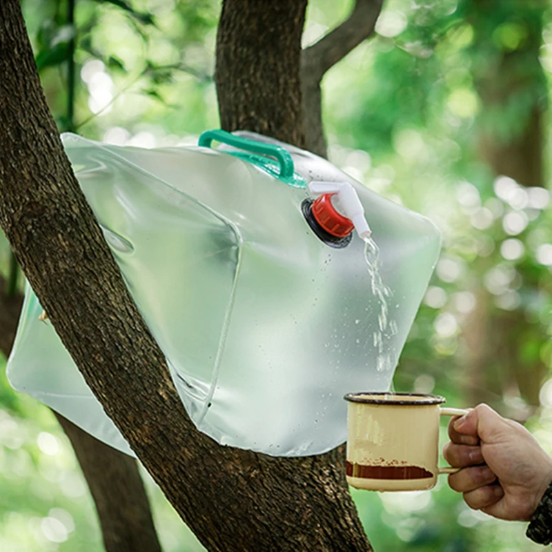 Bolsa de agua portátil plegable de 20 litros, bolsa de almacenamiento de agua de gran capacidad para viajes al aire libre, accesorios de Camping - imagen 5