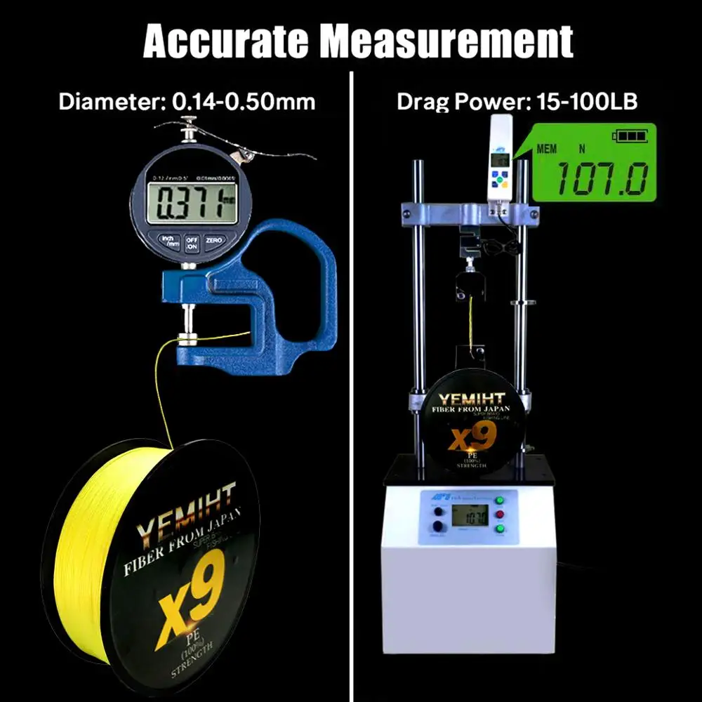 YEMIHT-sedal trenzado de PE para pesca en agua salada, 9 hebras, 100/300/500m, 9 tejidos, 20lb-80lb - imagen 4