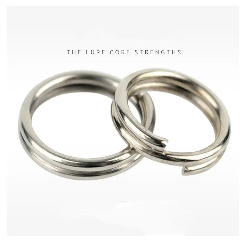 4/5/6/7/8/9/10mm 500 Uds. Anillos divididos de pesca de acero inoxidable de alta resistencia señuelo anillo sólido bucle para Kit de conectores de cebo de manivela en blanco - imagen 3