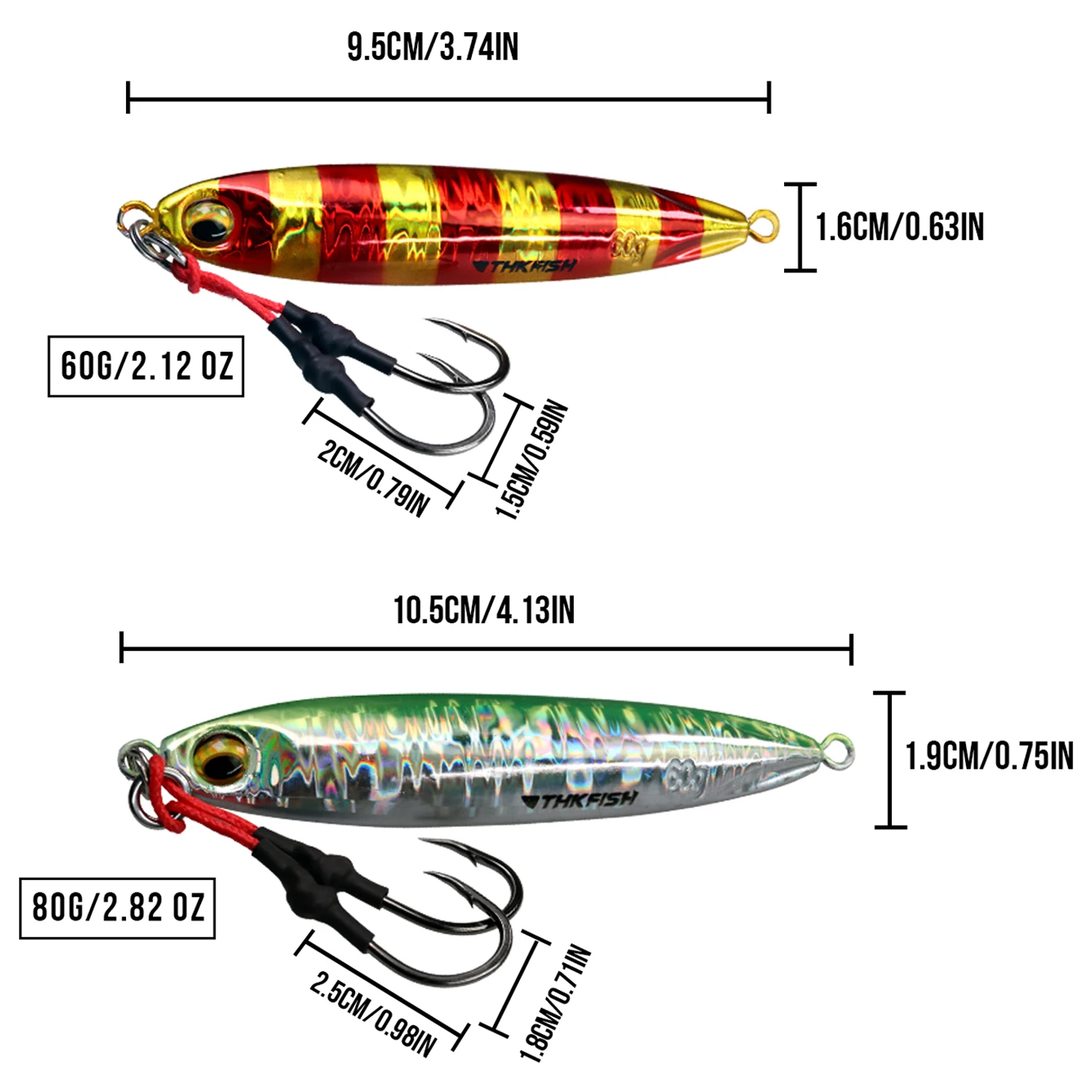 Señuelos tipo cuchara para Jigging, 1 Uds., 60g, 80g, Señuelos duros de Metal para pesca, cebos tipo lápiz para trucha, Lucio, aparejos de pesca de lubina - imagen 2