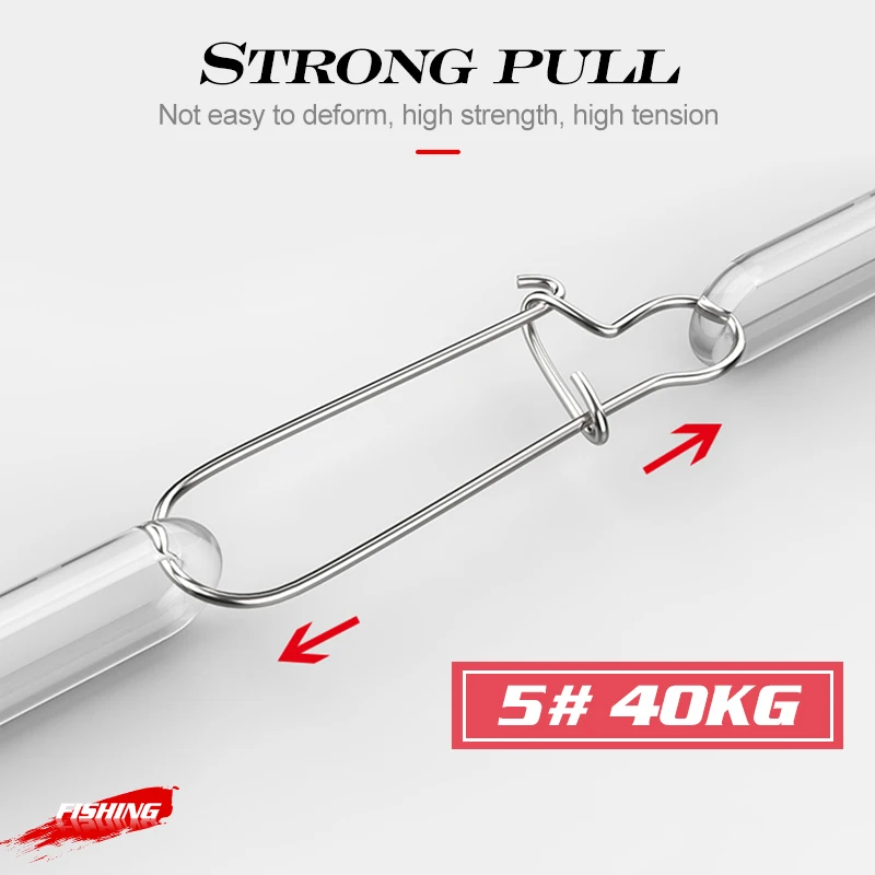 Conector de anzuelo de pesca Hunthouse, gancho de acero inoxidable, bloqueo de Clip rápido, anillos sólidos giratorios, broches de seguridad, accesorios de pesca - imagen 2