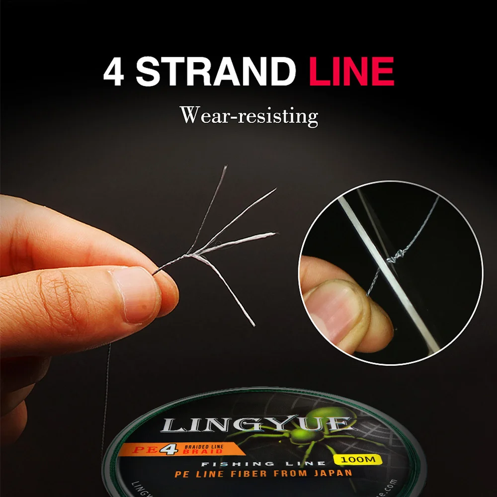 Sedal de pesca trenzado de 4 hebras, 100M, 8-80lB, multifilamento japonés, suave, súper fino, accesorios de aparejos de pesca, 1 Uds. - imagen 4