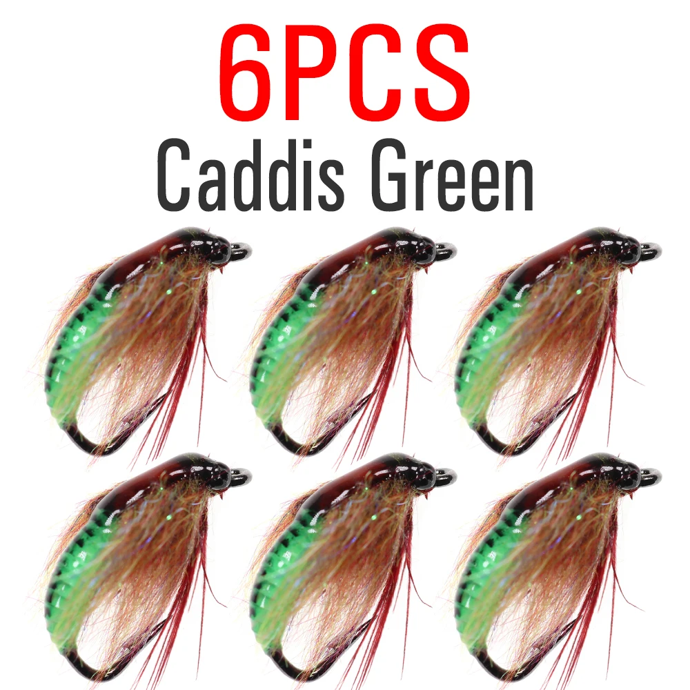 6pcs  Caddis Green
