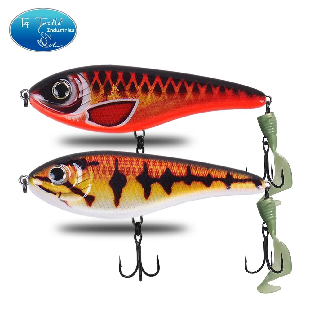 Señuelo CF 90, 120 y 150mm (Color 24 ~ 45) Jerkbait de hundimiento lento cola suave almizclado Pike Slider aparejos de señuelo de pesca de lubina - imagen 5
