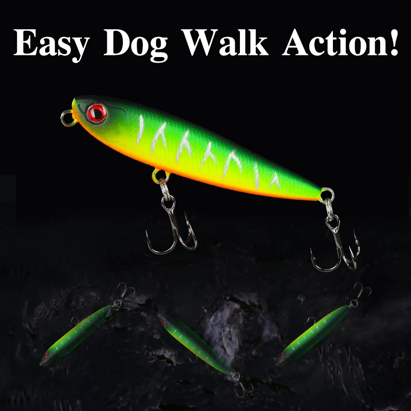 TSURINOYA 60F Topwater lápiz señuelo de Pesca DW64 flotante perro-caminata acción cebo duro Wobblers Swimbait 60mm 3,1g Pesca Isca - imagen 4