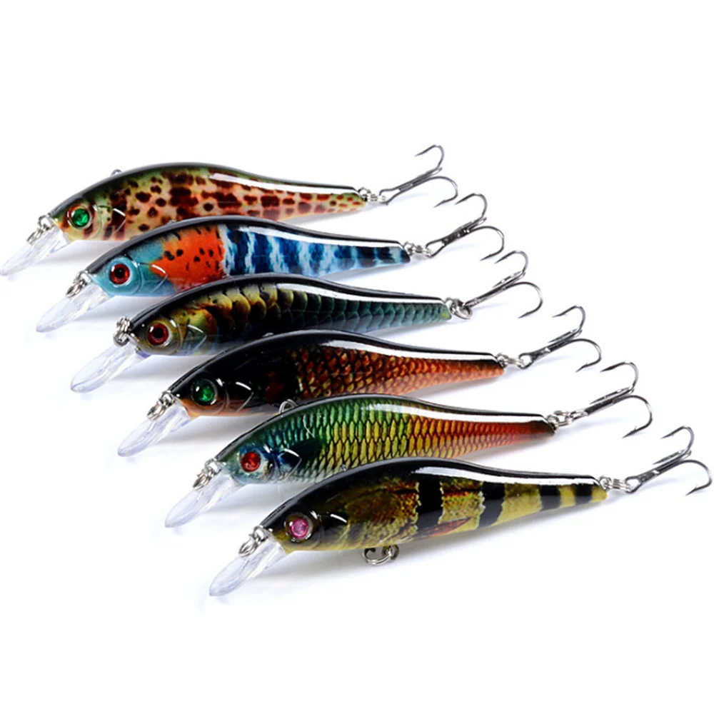 Señuelo de Pesca de pececillos duros, cebo Artificial pintado de plástico, ojos 3D, Wobbler, aparejos de Pesca Crankbait, 9,7 cm, 11,7g, 1 unidad