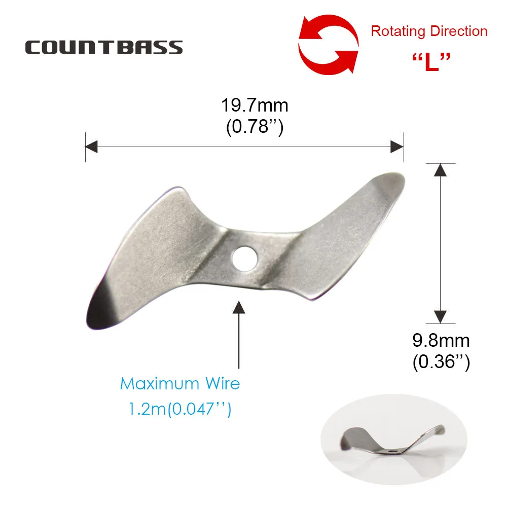 Countbass 50 Uds. Cuchillas giratorias para zumbador, hélice de acero inoxidable, componentes de señuelo de pesca DIY Topwater Pencil Popper - imagen 4