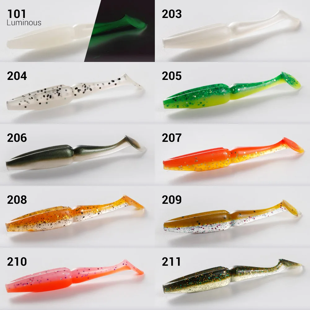NOEBY Shad-señuelos blandos, 8cm, 3,5g, Wobblers, pececillo de silicona, cebo Artificial suave, cola en T, Swimbait para aparejos de pesca de lubina - imagen 3