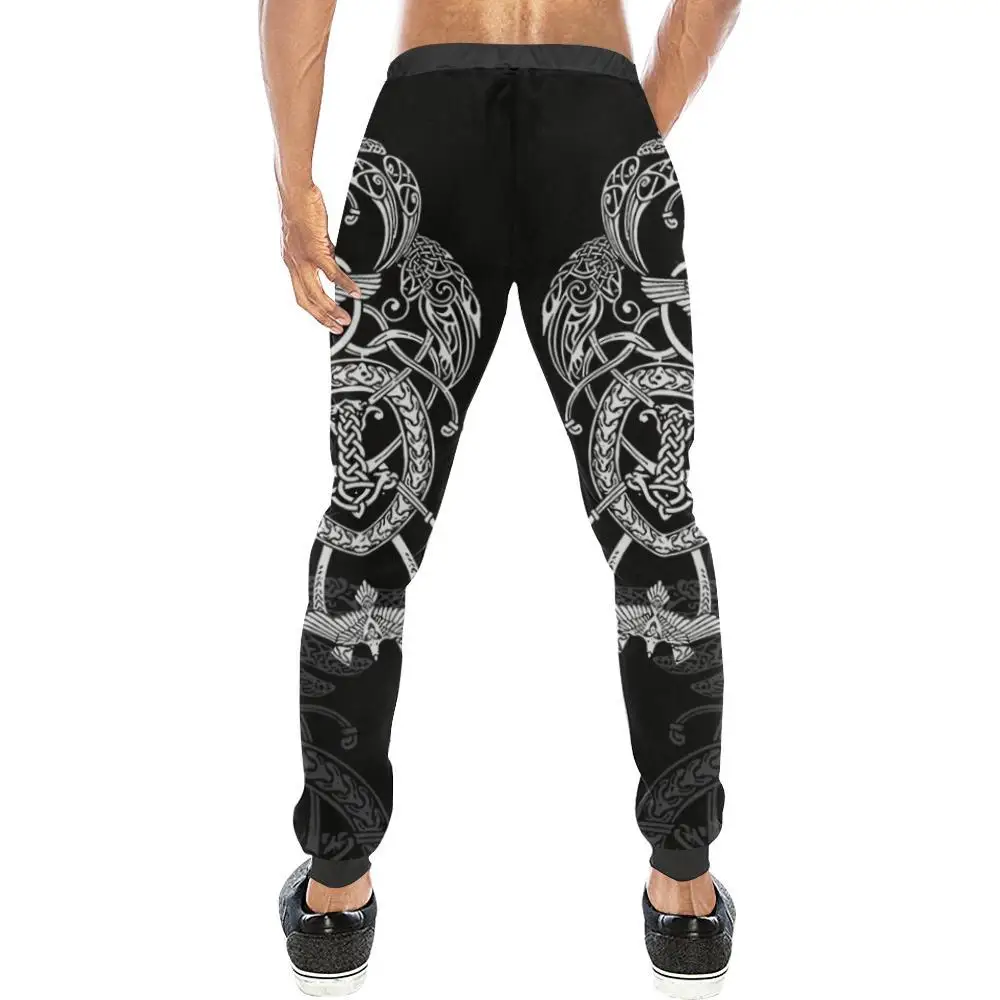 Pantalones Jogger Harajuku Tatuaje Cuervo 3D - Huginn y Muninn - imagen 2