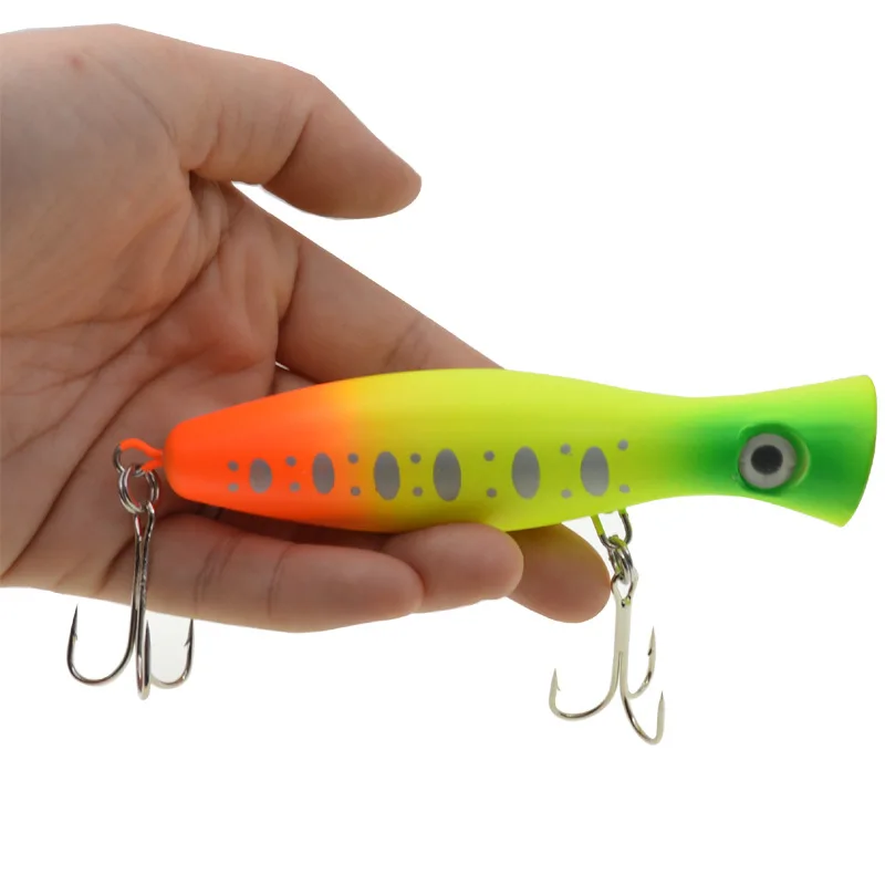 Señuelo Popper de pesca, cebo duro Artificial de 12cm y 42g, 5 colores, Poper de impacto de agua, 1 unidad - imagen 4