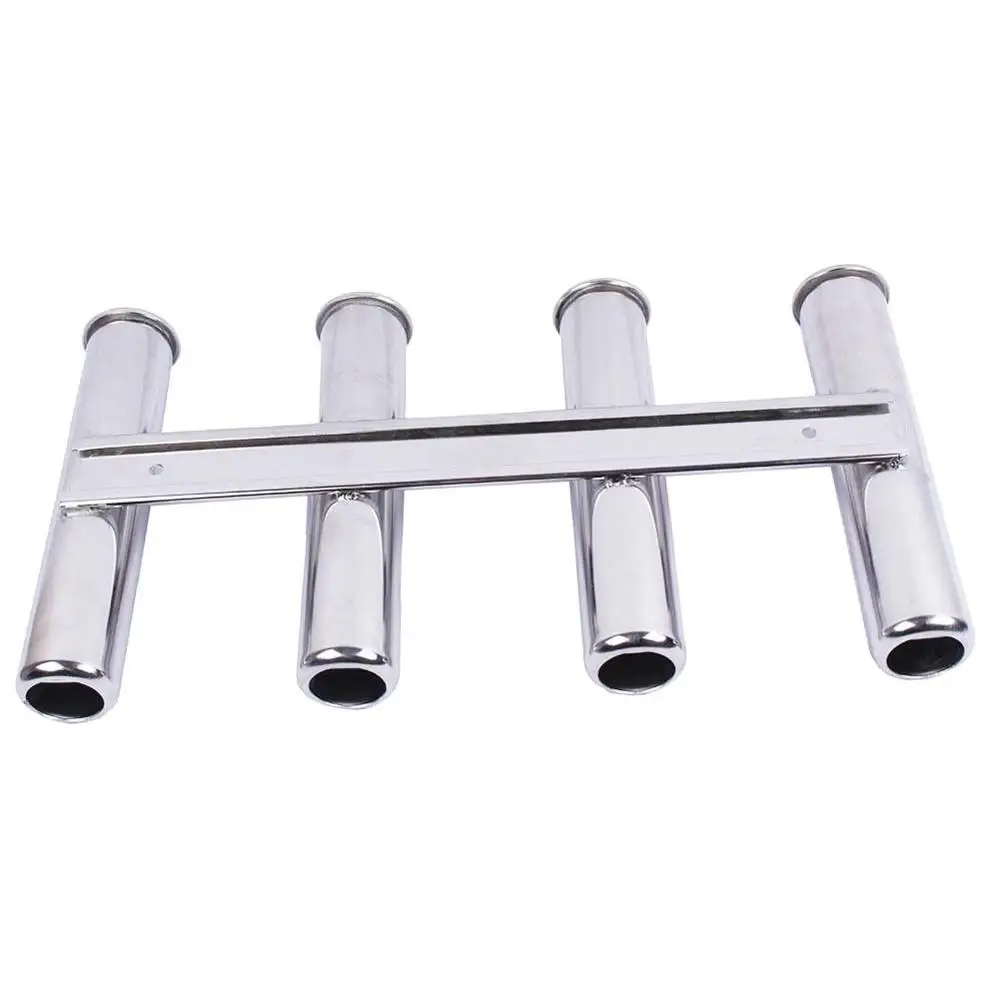 Soporte de caña de pescar multiusos Vertical de acero inoxidable Triple, 4 tubos, estilo colgado en la pared para barco y Yate - imagen 4