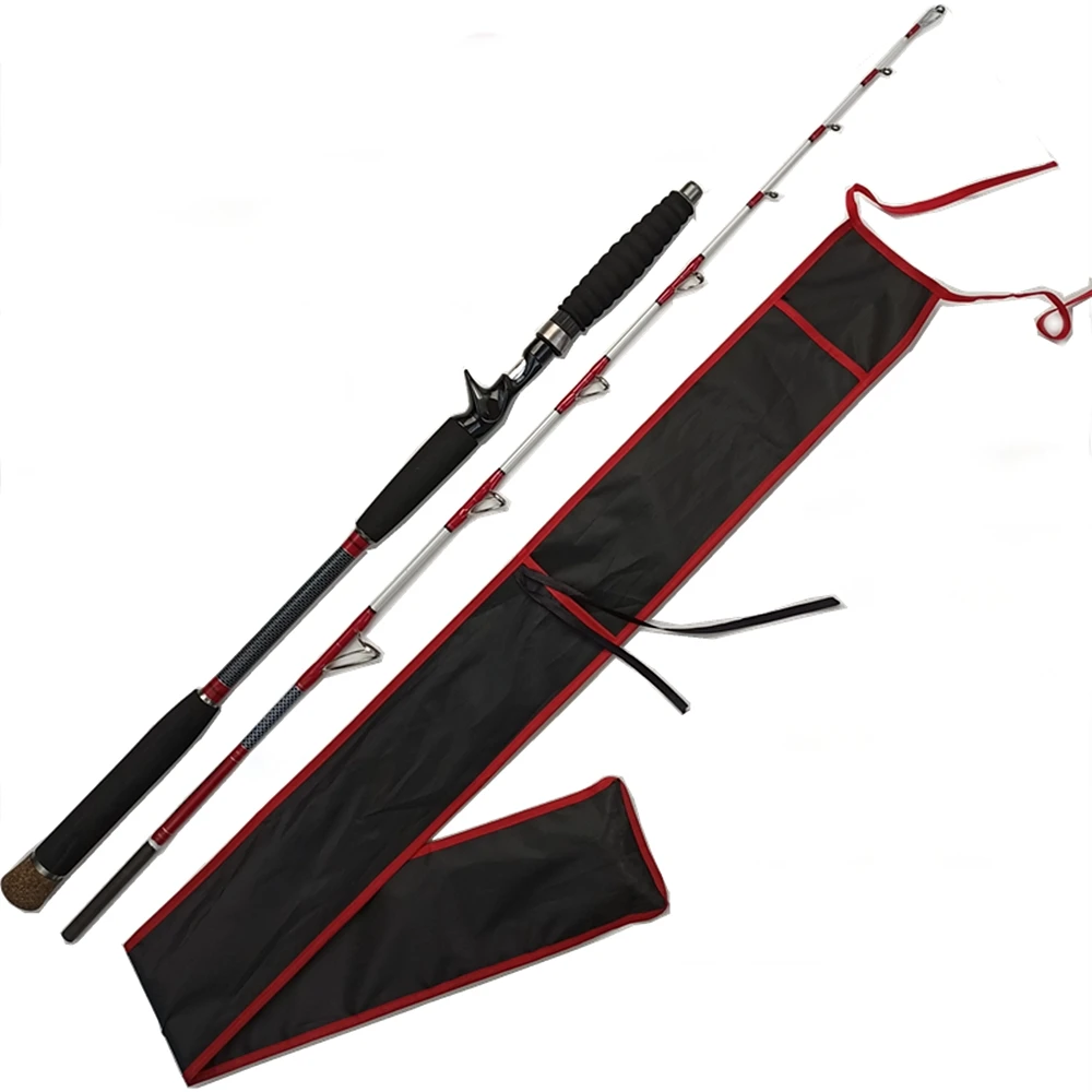 Caña de pescar de barco de punta sólida de 1,58 m y 5,2 pies, caña de caza giratoria FRP de fundición fuerte, 2 secciones, caña de curricán femenina de jigging lento XH - imagen 3