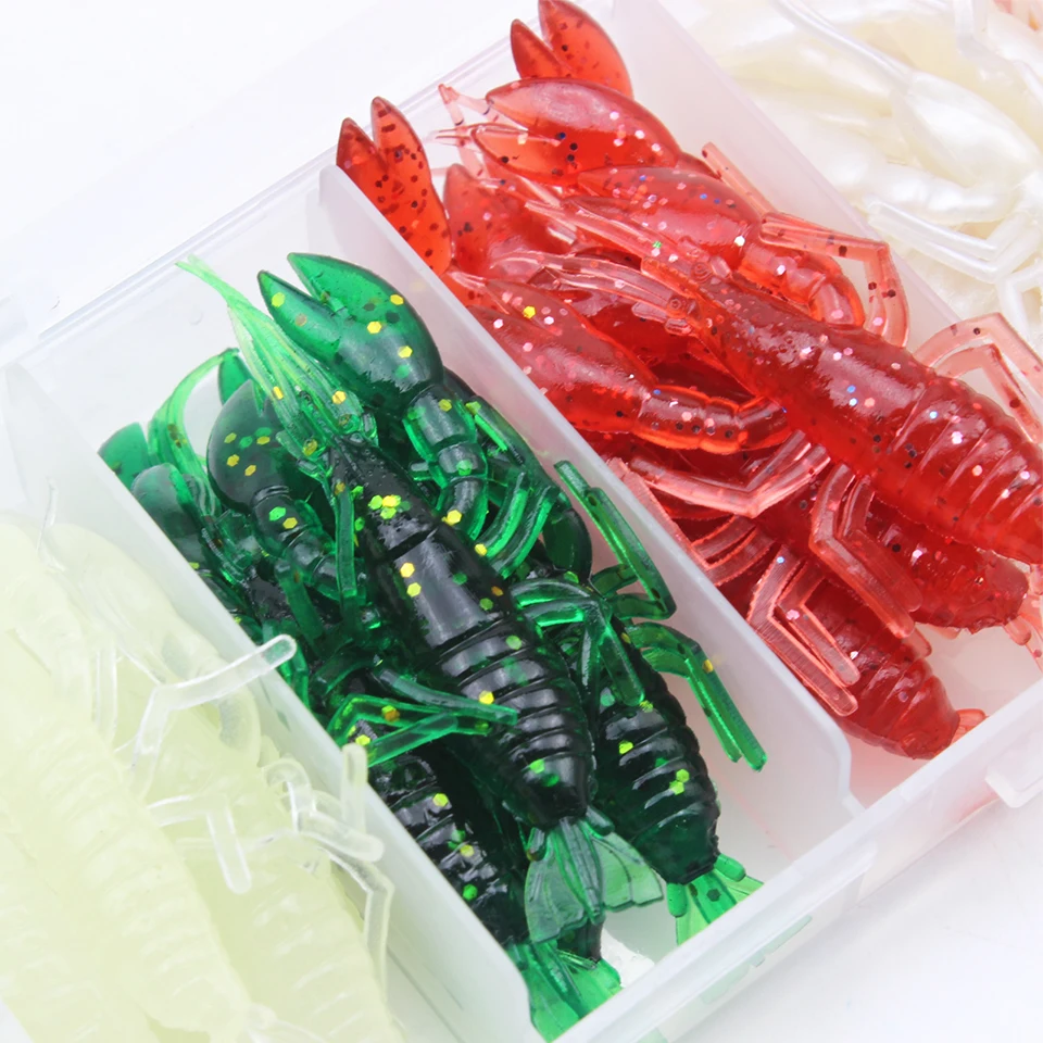 Señuelo de Pesca de Mar suave, anzuelo de pesca de carpa, wobbler, kit de pesca de goma, cebo de silicona, proteína, gusano suave, camarón, 25 unids/caja - imagen 5