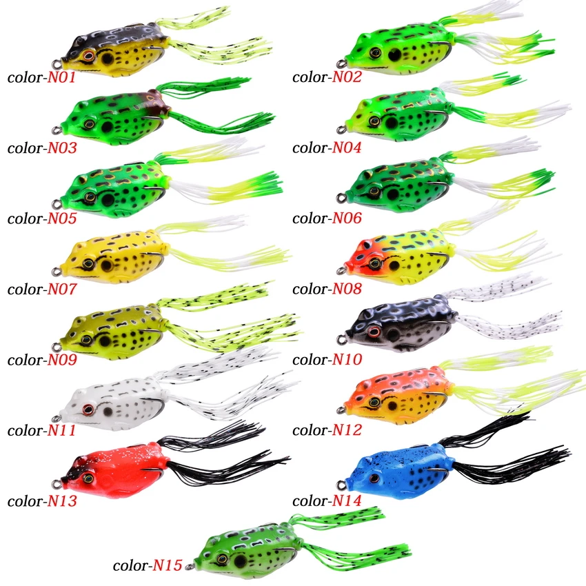 Coloridos señuelos de pesca de rana para aventuras versátiles