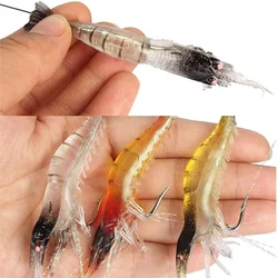 Cebo suave luminoso de silicona para pesca de camarones, plantilla de 8cm y 5g, Wobblers para lubina, señuelo con anzuelo brillante, Swimbait Artificial, trucha salmón, 1 Uds.