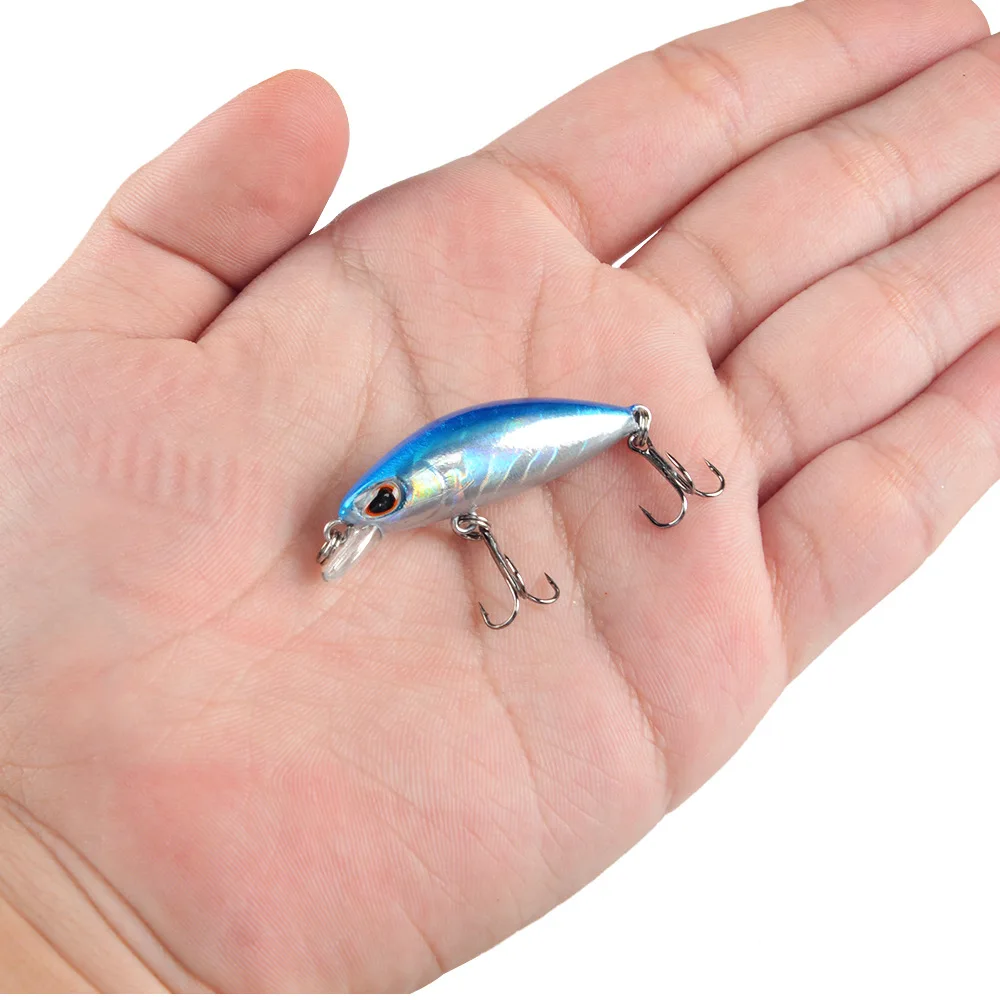 Señuelo duro de pesca Minnow, cebo Artificial biónico, ojos 3D, 40mm, Wobblers, Crankbait, hundimiento, duro, 1 unidad