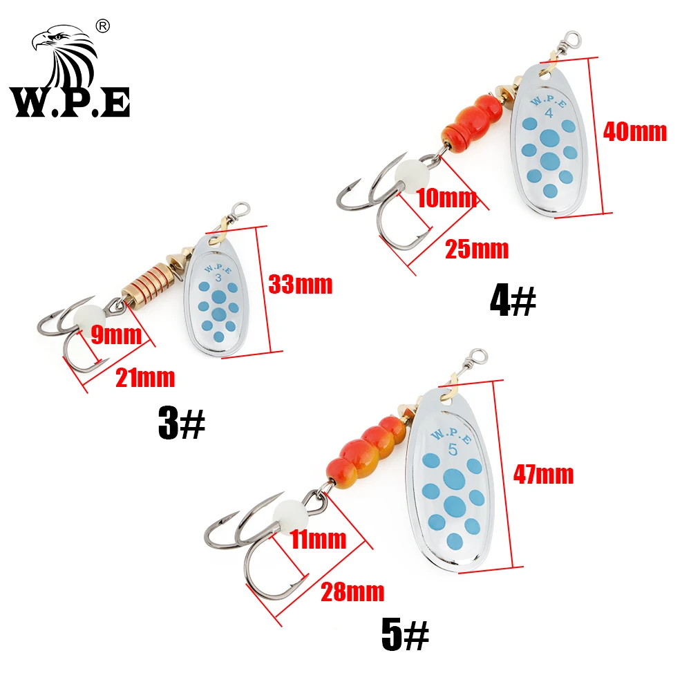 W.P.E 1 Uds señuelo giratorio 6,8g/9,5g/13,4g señuelo tipo cuchara señuelo de Pesca señuelo de lubina cebo de Pesca de Metal Crankbait señuelo falso cebo duro Pesca - imagen 2