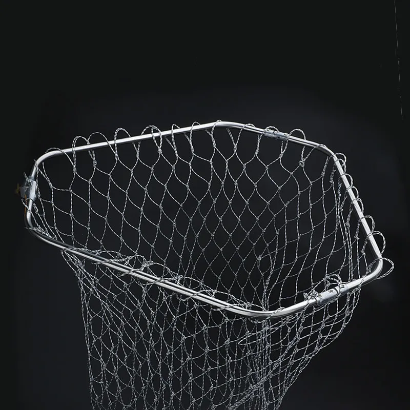 Redes de pesca triangulares de nailon, herramientas de pesca de acero inoxidable plegables, malla de rombos, profundidad de agujero, red de inmersión de aterrizaje de nailon plegable, 40cm