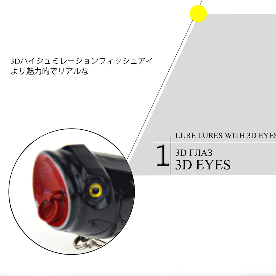 Popper-señuelo de pesca Artificial, Wobblers de mar, pesca de lubina, trucha, Lucio, carpa, superficie, señuelos duros - imagen 3