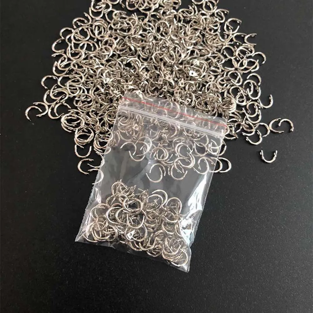 Lote de 50-100 unidades de cebos de pesca con anillo en U, accesorio giratorio de plata de 5x7mm, cebos de pesca DIY, cucharas plegables giratorias fáciles de girar - imagen 5
