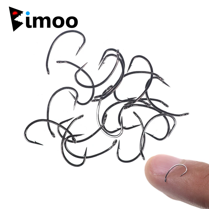 Bimoo 50/100 anzuelos de vástago curvo para atado de moscas, anzuelo para hacer moscas, anzuelo de pesca con mosca Caddis Midge Gloves # 6 # 8 # 10 # 12 # 14 - imagen 2