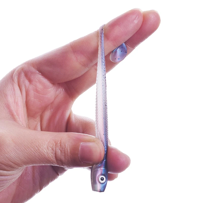 Cebos blandos Jigging Wobblers, 65mm, 2g, ojos 3D, cebo de silicona artificial, aparejos de Pesca, cola en T, Lucio, 10 Uds. - imagen 4