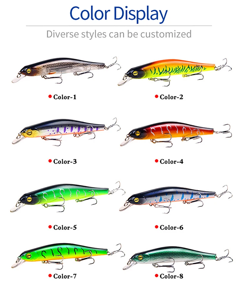 Explore diversos diseños de señuelos de pesca para experiencias versátiles de pesca