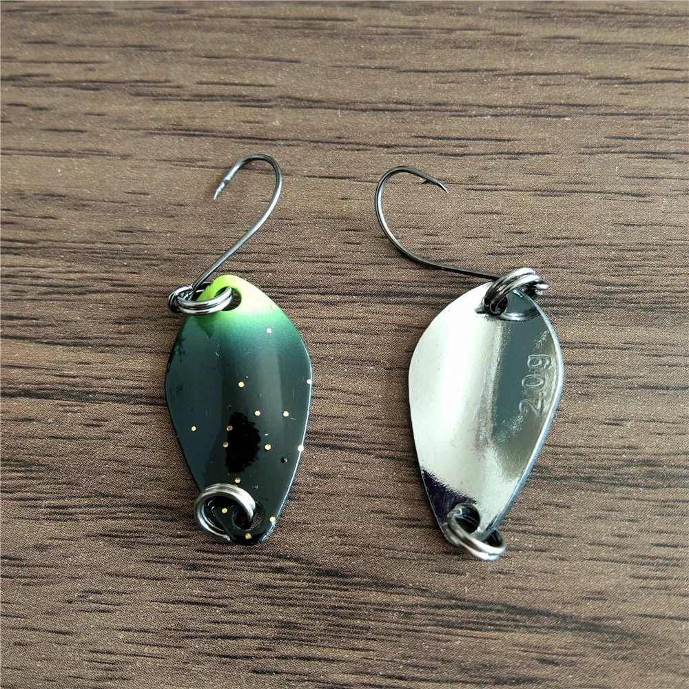 6 uds 1g 2g cucharas de pesca señuelos de trucha de Metal pequeño cebo duro Spinner cuchara de pesca con un solo gancho - imagen 5