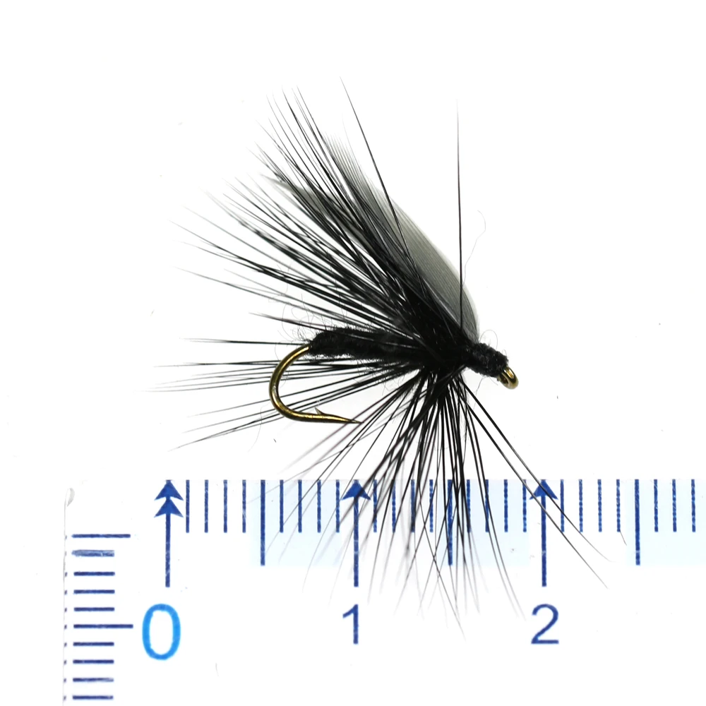 ICERIO-larvas de mosca negra con alas, anzuelo de atado, señuelo de trucha, cebo #12, 8 unidades - imagen 2