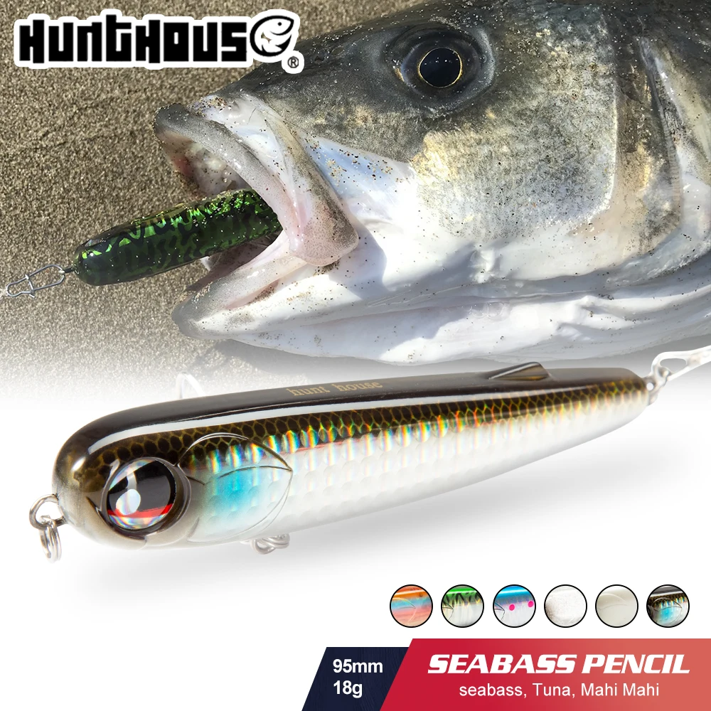 Hunthouse Lápiz Poppen Flotante Wobbler 95mm 18g Agua Salada