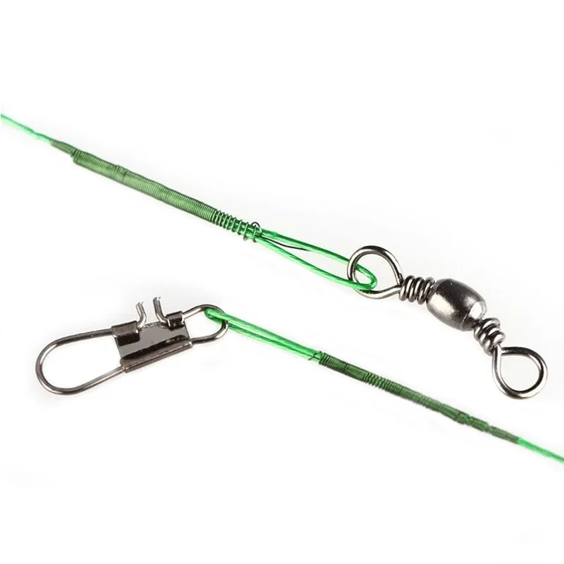 Correa de pesca de alambre de acero inoxidable con eslabones giratorios de 50lb, núcleo de plomo para señuelos, accesorios para Lucio, 15/20/25cm, 20 unidades - imagen 4