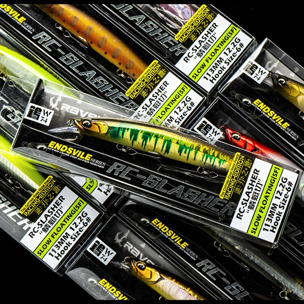 Ravencraft-señuelo de pesca de pececillo flotante lento Qtq 90SF/113SF, 7,5/12,2g, labio poligonal Artificial, Jerkbait para trucha, cebo duro - imagen 5