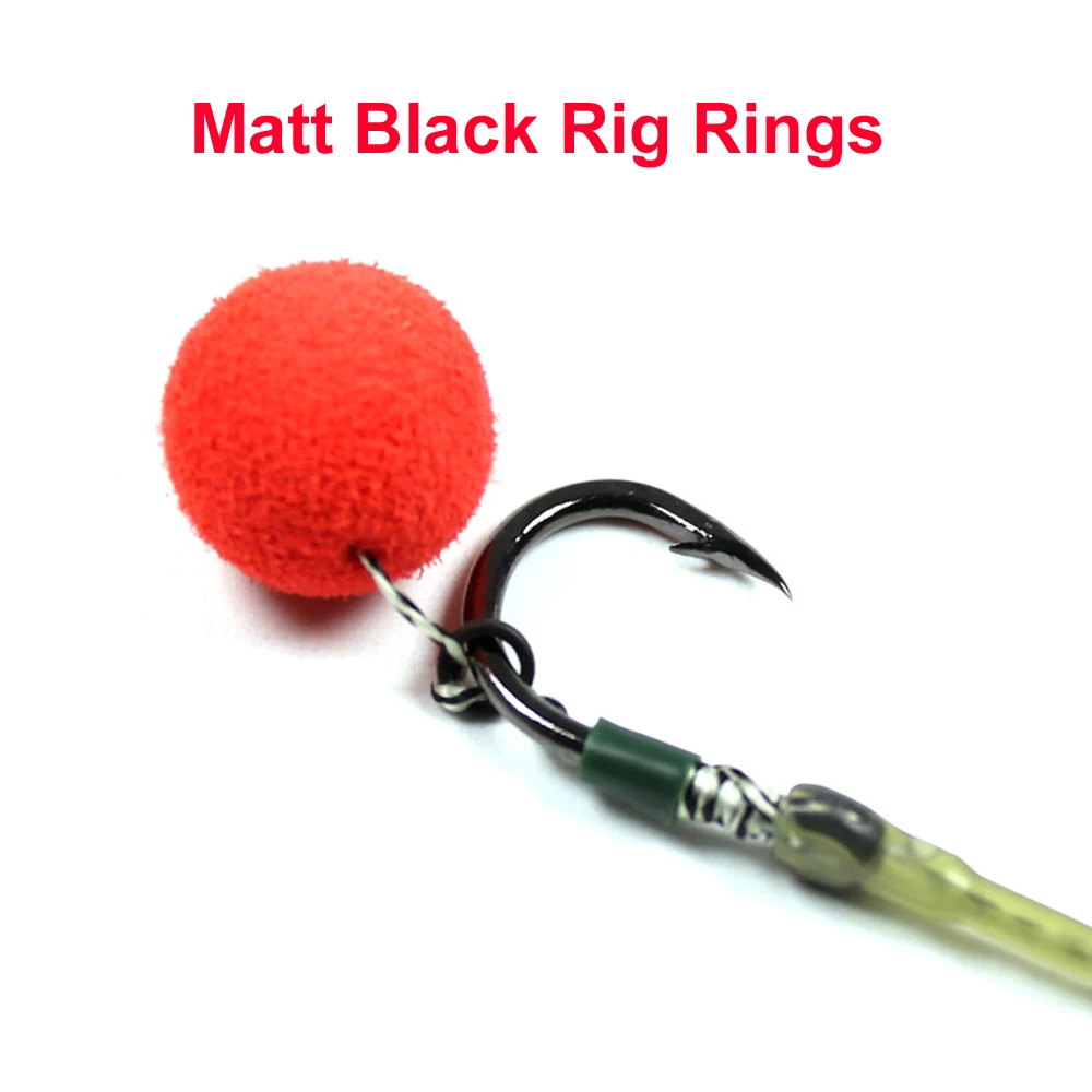 Bimoo-Anillo de aparejo redondo para pesca de carpa, accesorio de pesca de carpa, 2,0mm, 2,5mm, 3,2mm, 3,7mm, aparejo negro mate, 30 Uds. - imagen 4