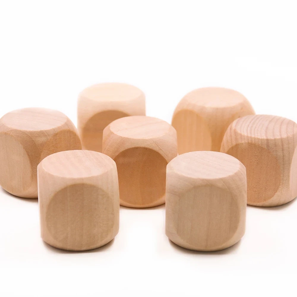 Juego de mesa, juguetes para niños, impresión de 20mm, grabado, dados de cubo de madera DIY, dados de madera, dados en blanco de 6 caras - imagen 2