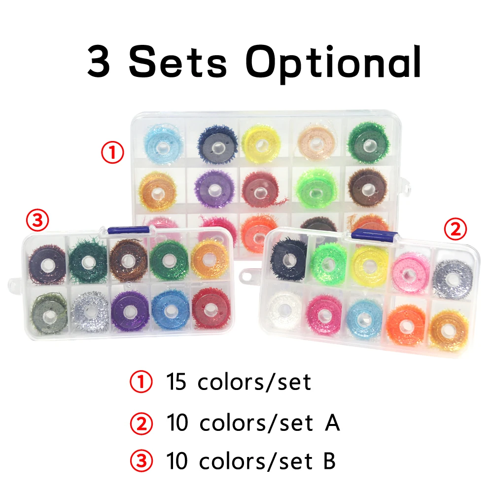 Bimoo-carrete de 7mm y 5M para atar moscas, oropel de chenilla, surtido de hilo de Flash de cristal, marabú, plantilla de cebo, Streamer, Material para hacer moscas - imagen 4