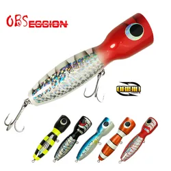 OBSESSION-señuelo de pesca flotante Topwater, 120g, hecho a mano, superficie de arrastre GT, señuelos de aguas profundas, Swimbait duradero de madera