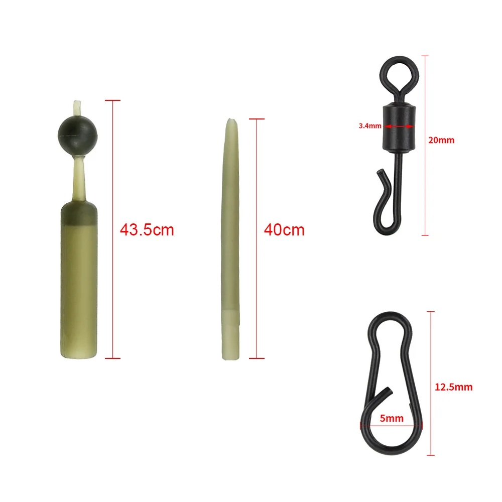 Kit de accesorios de pesca de carpa, 5 juegos, mangas de amortiguación, alineador de línea giratoria de cambio rápido, Clips múltiples, Clips de plomo de seguridad M20 - imagen 3