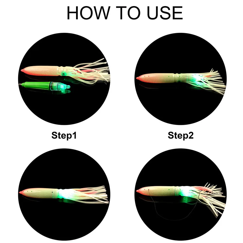 Señuelo de pesca de pulpo, cebo luminoso de calamar, plástico suave, ideal para curricán, agua salada, atún, 30cm, 4 unidades - imagen 4