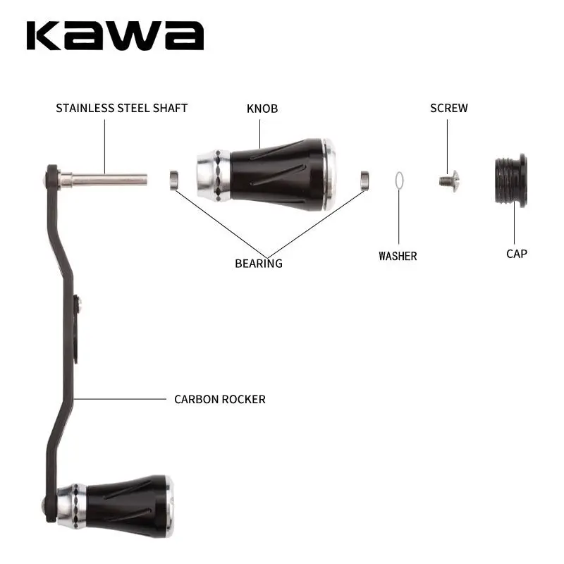 Kawa nuevo carrete de pesca mango de fibra de carbono con perilla de aleación accesorio longitud 110mm tamaño del agujero 7x4 y 8X5mm traje D/S/A carrete de pesca