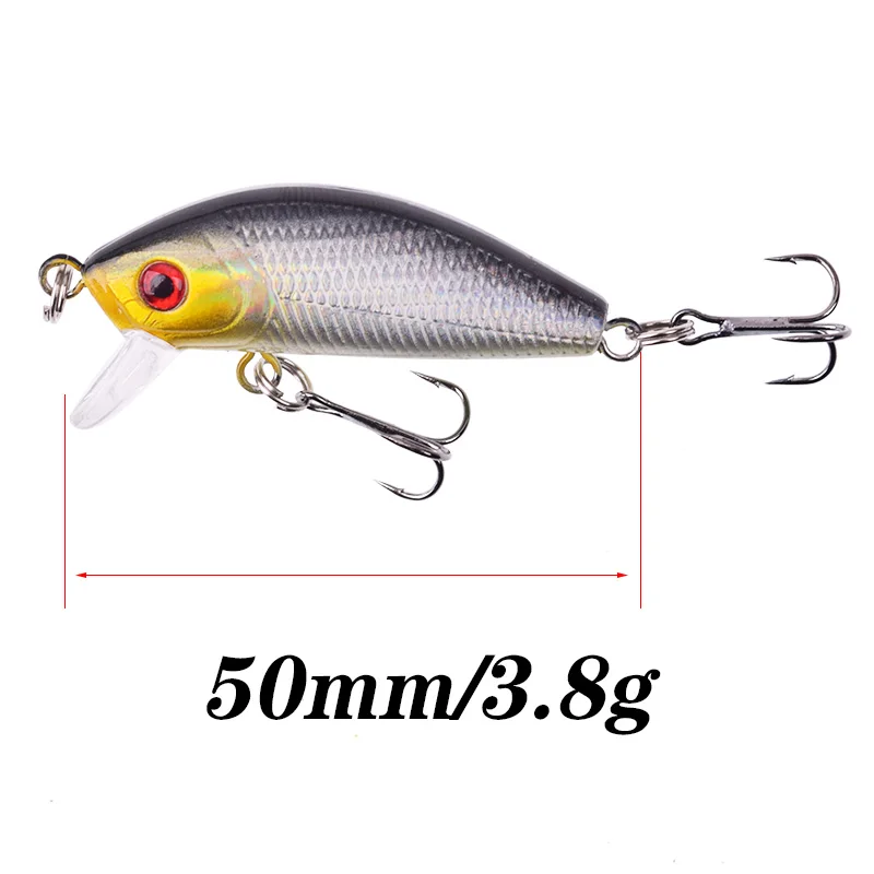 Señuelo de Pesca Minnow, 50mm, 3,8g, cebo duro Topwater, Wobbler, Swimbaits, Crankbait para carpa, anzuelo flotante, aparejos de Pesca, 1 ud. - imagen 2
