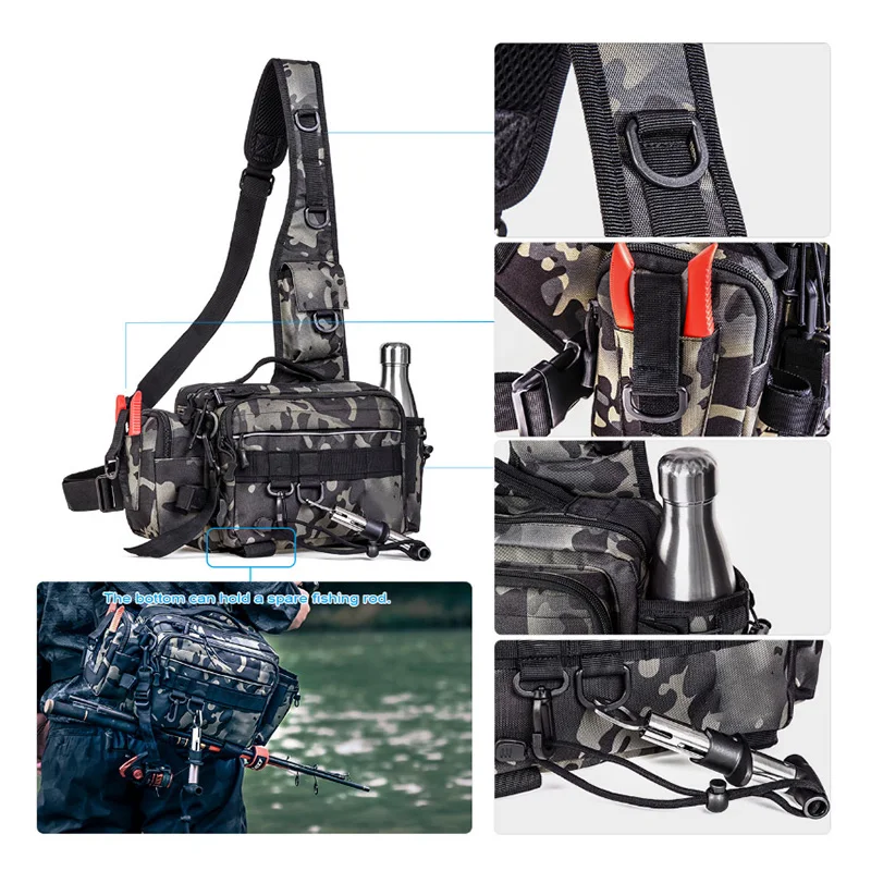 Bolso Watist de camuflaje táctico, bolsa Diagonal Luya para hombro, equipo de Deportes Militares al aire libre, bolsa de cinturón de pesca de nailon resistente al agua X602G - imagen 2