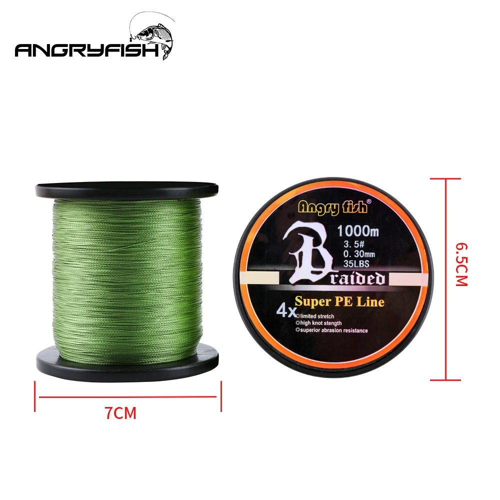 Angryfish 4X 1000M hilo de pescar trenzado Super PE línea fuerte resistencia 12LB-80LB